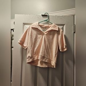 Peach Collared Crop Top